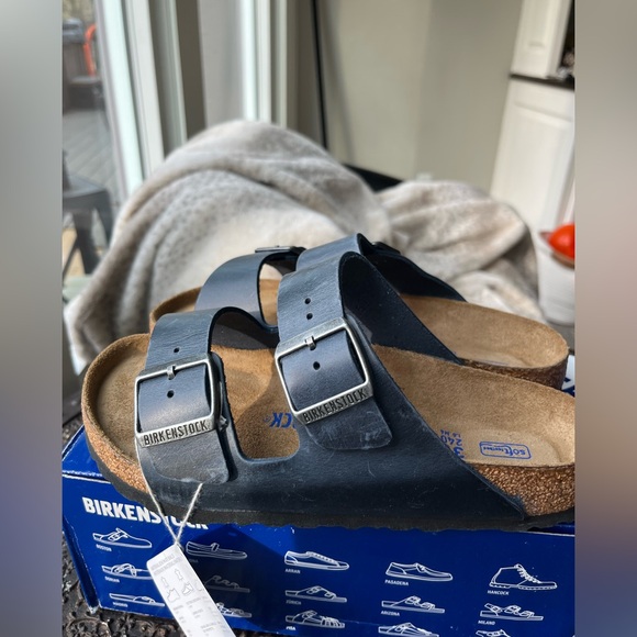 BIRKENSTOCK ARIZONA SOFT FOOTBED OILED LEATHER SANDALS IN BLUE 37 EU 6 US - Picture 6 of 10